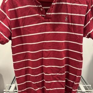 Ralph Lauren Red and White Striped Polo Shirt
